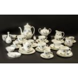 Wedgwood Bone China Tea/Coffee/Dinner Set 'Ice Rose' comprising a coffee pot;