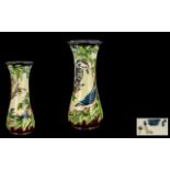 Moorcroft - Tall and Impressive Tubelined Vase ' Ingleswood ' Woodpecker and Other Birds Design.