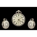 Charles Calow of Belfast Excellent Quality Fusee Open Faced Silver Pocket Watch with white enamel