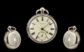 Charles Calow of Belfast Excellent Quality Fusee Open Faced Silver Pocket Watch with white enamel