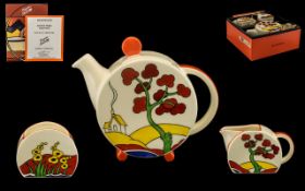 Wedgwood Clarice Cliff Boxed Set "Bonjour Teaset Bridgwater" Based On An Original Design,