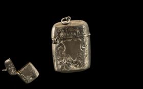 Silver Vesta Case. Early 20th Century fully hallmarked silver Vesta case. Vacant cartouche. Please