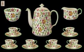 Minton's 'Haddon Hall' Design Coffee Set 15 pieces in total, comprising Coffee Pot, Milk Jug,