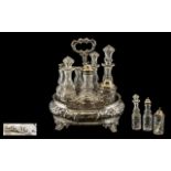 Victorian Period Sterling Silver 7 Piece Condiment Set with Sterling Silver Stand with Vacant