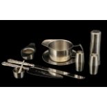 Collection of Stainless Steel Table Accessories comprising gravy boat and saucer, sugar dredger,