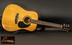 Acoustic Guitar by Encore Model No. W255, with shoulder strap.