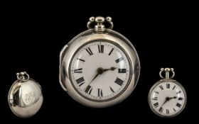 George III Gentleman's Small Silver Pair Cased Verge Pocket Watch with bullseye glass (replaced),