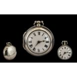 George III Gentleman's Small Silver Pair Cased Verge Pocket Watch with bullseye glass (replaced),
