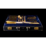 SBS Bestecke Solingen 72 Piece 24ct Gold Plated Canteen of Cutlery set in a blue leather carrying