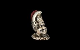 A Novelty Silver Pin Cushion in the form of a Court Jester. Fully hallmarked for 925 silver.