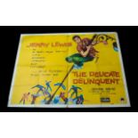Cinema Poster for 'The Delicate Delinquent' Jerry Lewis. Original Quad 40 x 30", issued 1957.