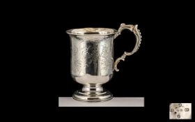 Victorian Period Sterling Silver Christening Tankard of small proportions.