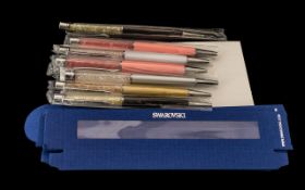 Collection of Swarovski Pens ( 7 ) In Total, Various Colours. In Unused Condition, Boxes come Flat-