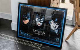 Large Batman Framed Coloured Poster Titled Batman Begins measures 110 by 85 inches.