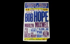 Bob Hope Original Show Advert Poster London 1951. Size 20 x 12".