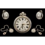 Victorian Period English Lever Silver Keyless Open Faced Pocket Watch of Nice Quality.