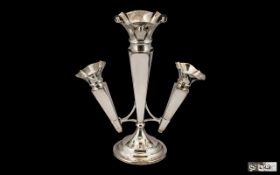 A Nice Quality 1920's Three Branch Sterling Silver Epergne of Tulip Form/Design of excellent