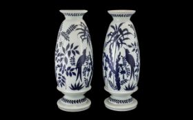 Pair Of Large French Opaline Glass Vases In The Aesthetic Manor,