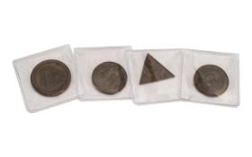 Four Masonic Bronze Penny Tokens,