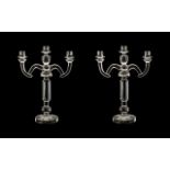 Pair Of Modern French Glass Candelabra's. Two Branch Three Lights Of Modernist Form, By SIA.