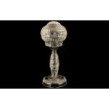 Edwardian Cut Glass Mushroom Lamp Of Typical Form, Raised On A Domed Pedestal Base,