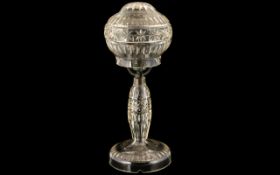 Edwardian Cut Glass Mushroom Lamp Of Typical Form, Raised On A Domed Pedestal Base,