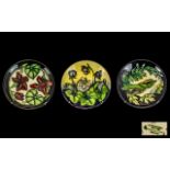 Moorcroft - Modern Trio of Tubelined Round Pin Dishes,