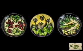 Moorcroft - Modern Trio of Tubelined Round Pin Dishes,