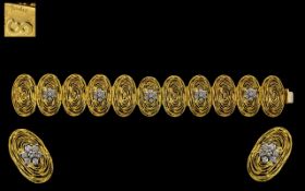 Boodles and Dunthorne 18ct Gold Diamond Set High Fashion Bracelet from the 1970's.