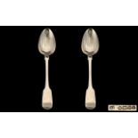 A Pair of Large Exeter 1823 Solid Silver Serving Spoons 9.25 inches in length.