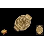 Chinese Ching Dynasty Antique Ivory Double Seal, in a moon shaped double case of unusual form.