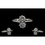 18ct White Gold - Superb Quality 2 Stone Diamond Set Dress Ring. Full Hallmark for 750 - 18 ct. Ring