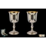 Preston Guild 1972 Sterling Silver Pair of Goblets with guilt interiors.