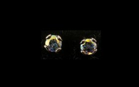 Mercury Mystic Topaz Stud Earrings, each earring comprising a round cut topaz of over 1.