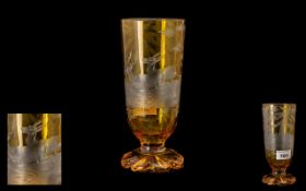 Fine Quality Bavarian Antique Amber Flashed Glass Goblet,