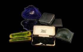 Six Antique Jewellery Boxes to include Bakelite and leather bound examples