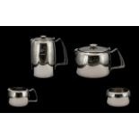 Old Hall - Retro 1950's Stainless Steel ( Satin Finish ) 4 Piece Coffee / Tea Service.