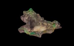 Daum of France Signed Pate de Verve Moulded Rose Petal Dish. 5.5" wide, 4.5" deep.