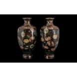 Pair of Fine Quality Japanese Meiji Period Cloisonne Vases,