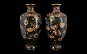 Pair of Fine Quality Japanese Meiji Period Cloisonne Vases,
