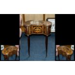 20th Century French Style Kidney Shaped Ladies Side Cabinet, profusely inlaid to the top and sides,