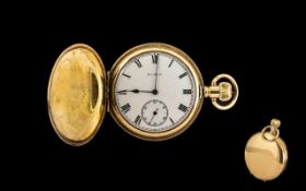 Elgin Good Quality Keyless Gold Plated Full Hunter Pocket Watch circa 1910.