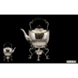 A Superb Quality Early 20th Century Sterling Silver Spirit Kettle and Stand - Excellent Design and