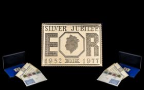 Solid Silver Jubilee Queen Elizabeth II Stamp, 1952-1977, 74 grams of sterling silver,