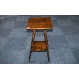 Oak Square Topped Occasional Table on shaped turned legs. 18" square, 38" high.