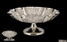 1930's Good Quality Silver Footed Fruit Bowl with shaped and open worked large borders,