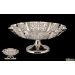 1930's Good Quality Silver Footed Fruit Bowl with shaped and open worked large borders,