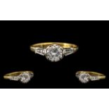 18ct Gold and Platinum Single Stone Diamond Ring full hallmark for 750 to interior of shank,
