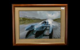 Print of Bluebird K7, Donald Campbell's Hydroplane. Signature Benjamins '88.