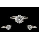 Platinum Set Stunning Single Stone Diamond Ring the modern round brilliant cut diamond of excellent